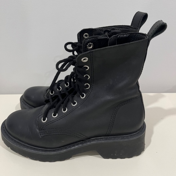 NWOB Steve Madden Size 6.5 Tornado Combat Boots Lace Up Black Vegan Leather - Picture 2 of 9